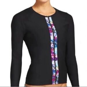 Athleta Floral Zip Up Rash Guard